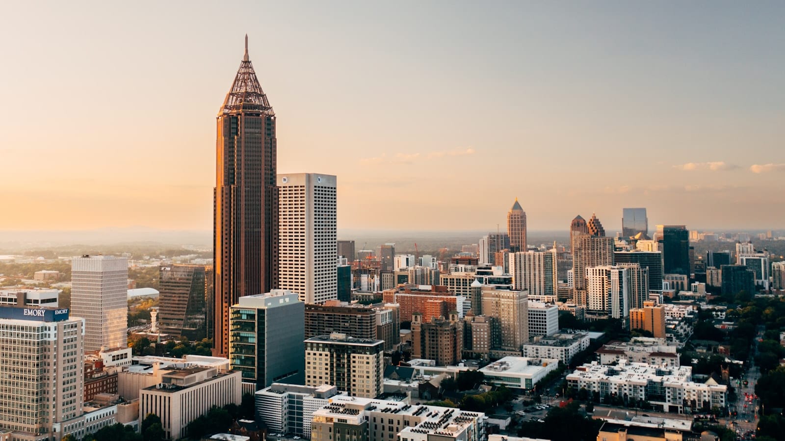 The Atlanta, Georgia city skyline at dusk